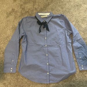 Abercrombie & Fitch tie neck striped button down